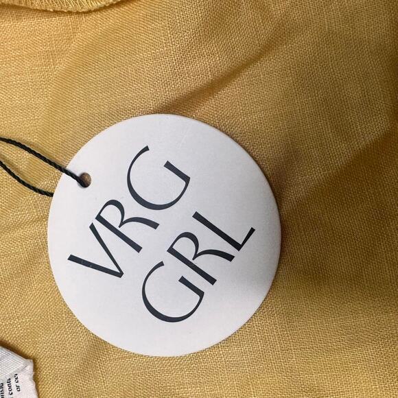 VRG Girl 100% Linen Laced Button Up Tank Woth Belt To Tie Back In Waist Size XS - Picture 6 of 6